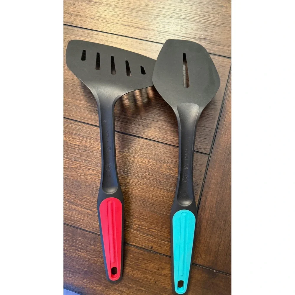 Tupperware Chef Series Spatula Turner Set Black Red Teal Slotted Kitchen Tools